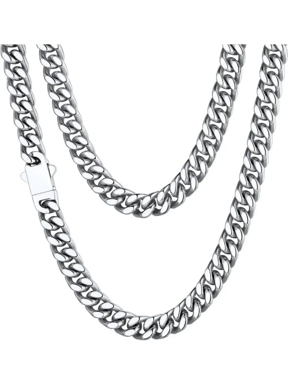 Durable Stainless Steel Cuban Link Chain Necklace for Men, 18